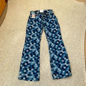 NEW- REVICE Multi-Checkered Low Rise Jeans size 26